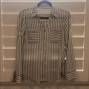 Black and white striped blouse